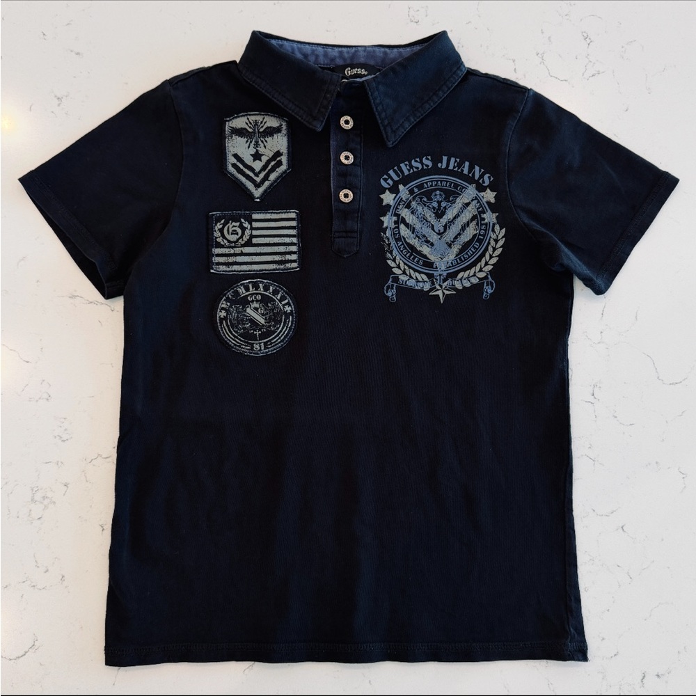 Guess Kids Dark Blue Polo with Embroidered Patches